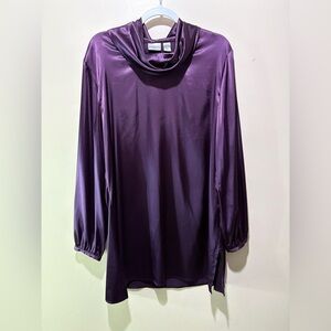 Chico's Dress‎ Purple Cowl Neck Long Sleeve Size 3